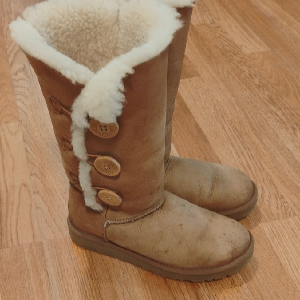 UGG Brown Shearling Button Boots - Picture 11 of 16